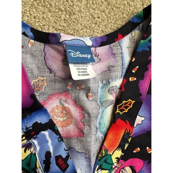 Disney Halloween Theme Scrub Top Nurse CNA Tech V-Neck Mickey Mouse Plus Size 3X - Picture 5 of 6
